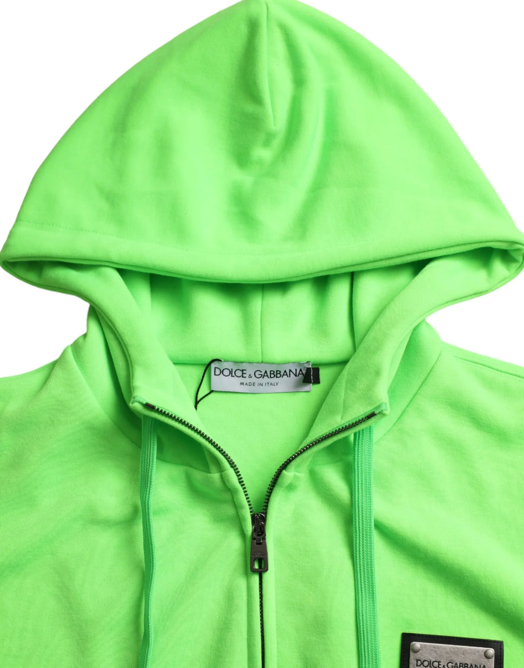 Dolce & Gabbana Neon Green Hooded Full Zip Top Sweater - Zeiniez