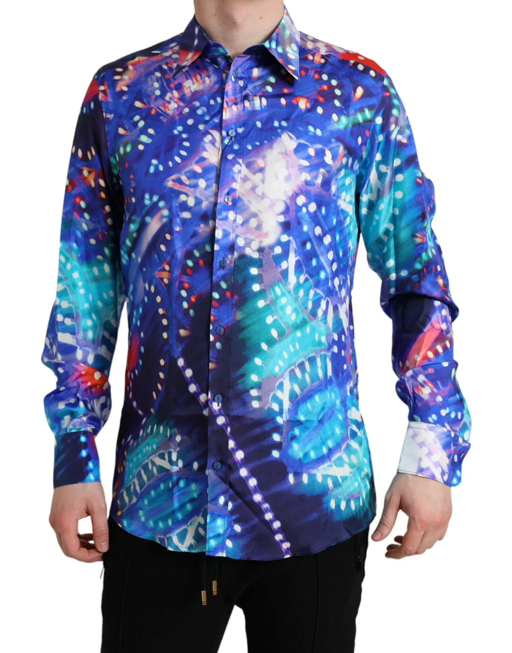 Dolce & Gabbana Purple Luminarie Silk Slim MARTINI Shirt - Zeiniez