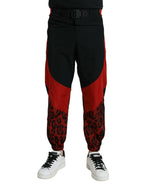 Dolce & Gabbana Black Red Leopard Print Nylon Jogger Pants - Zeiniez