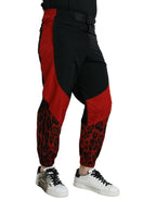 Dolce & Gabbana Black Red Leopard Print Nylon Jogger Pants - Zeiniez