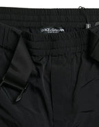 Dolce & Gabbana Black Red Leopard Print Nylon Jogger Pants - Zeiniez