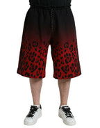 Dolce & Gabbana Red Leopard Print Cotton Bermuda Shorts - Zeiniez