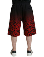 Dolce & Gabbana Red Leopard Print Cotton Bermuda Shorts - Zeiniez