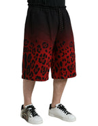 Dolce & Gabbana Red Leopard Print Cotton Bermuda Shorts - Zeiniez