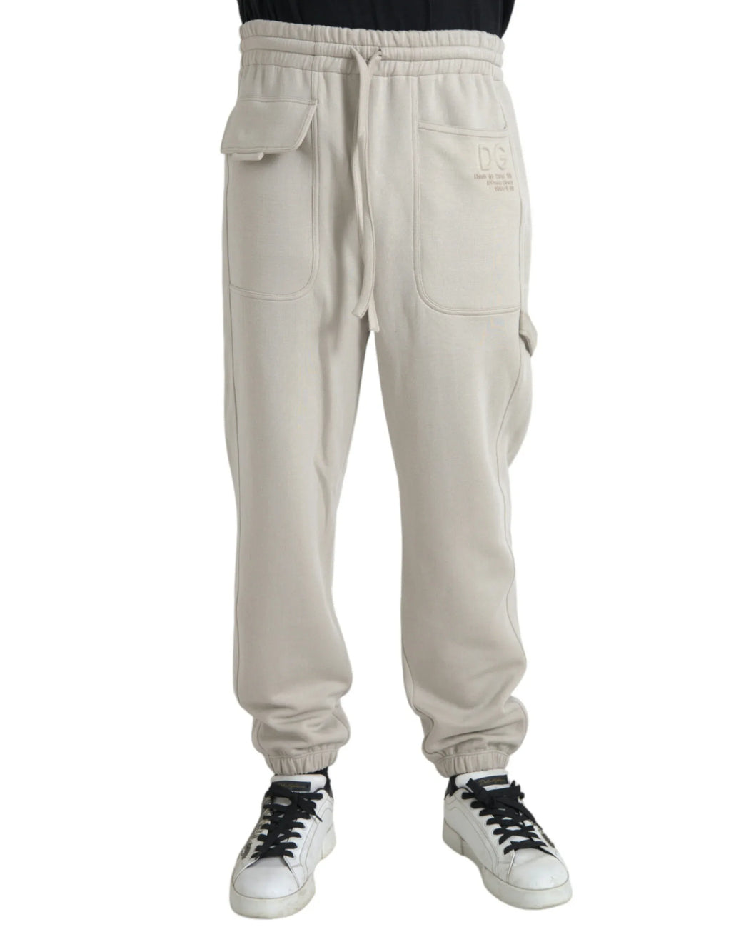 Dolce & Gabbana Off White Viscose Cargo Jogger Sweatpants Pants - Zeiniez