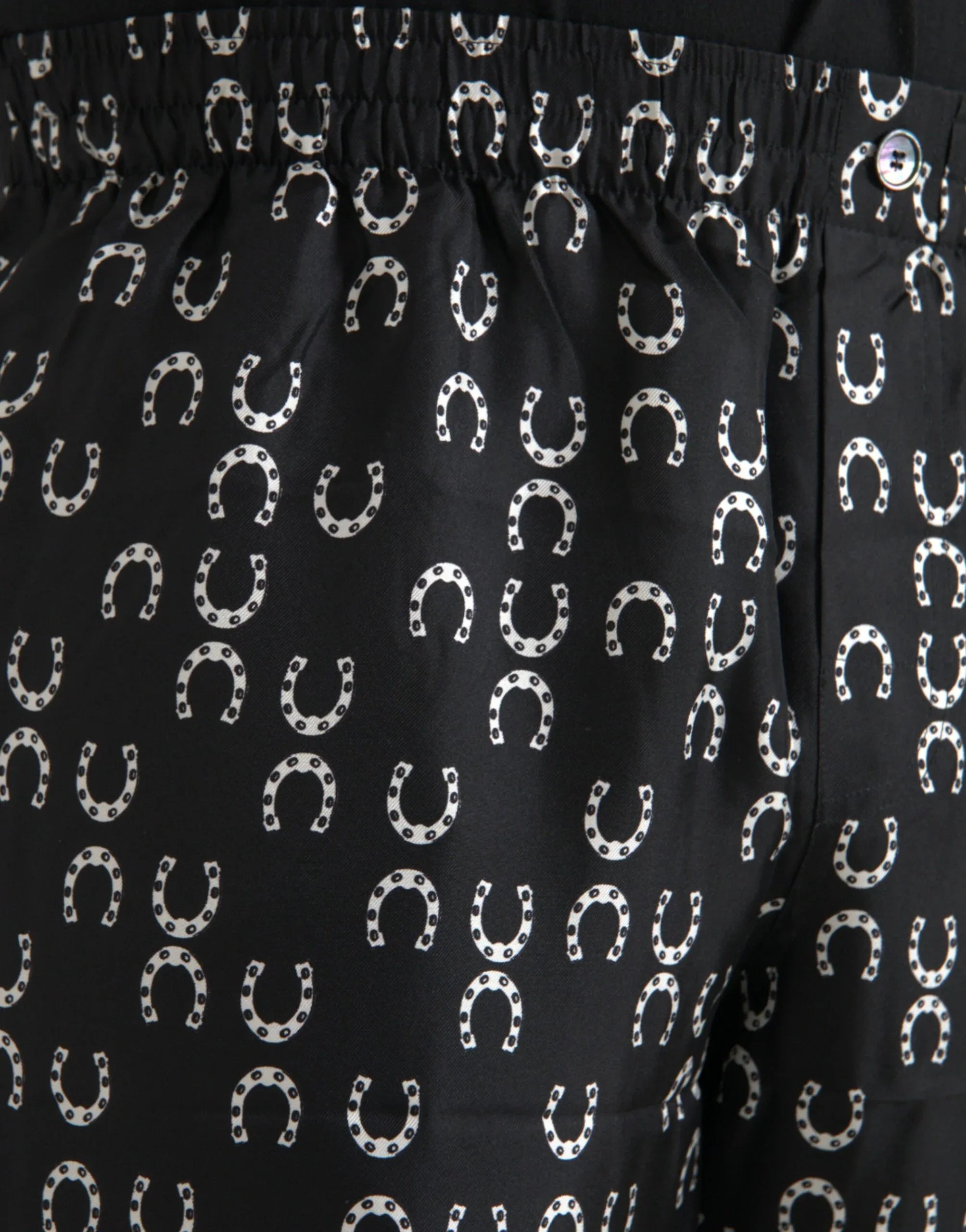 Dolce & Gabbana Black Horseshoe Print Silk Pants - Zeiniez