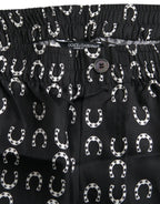 Dolce & Gabbana Black Horseshoe Print Silk Pants - Zeiniez