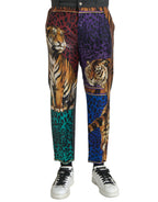 Dolce & Gabbana Multicolor Tiger Leopard Cotton Loose Tapered Pants - Zeiniez