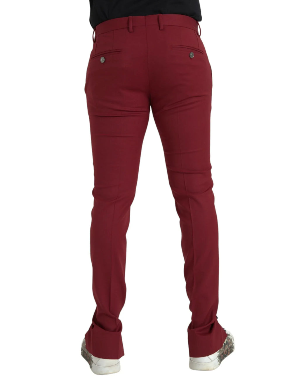 Dolce & Gabbana Red Wool Men Slim Fit Dress Pants - Zeiniez
