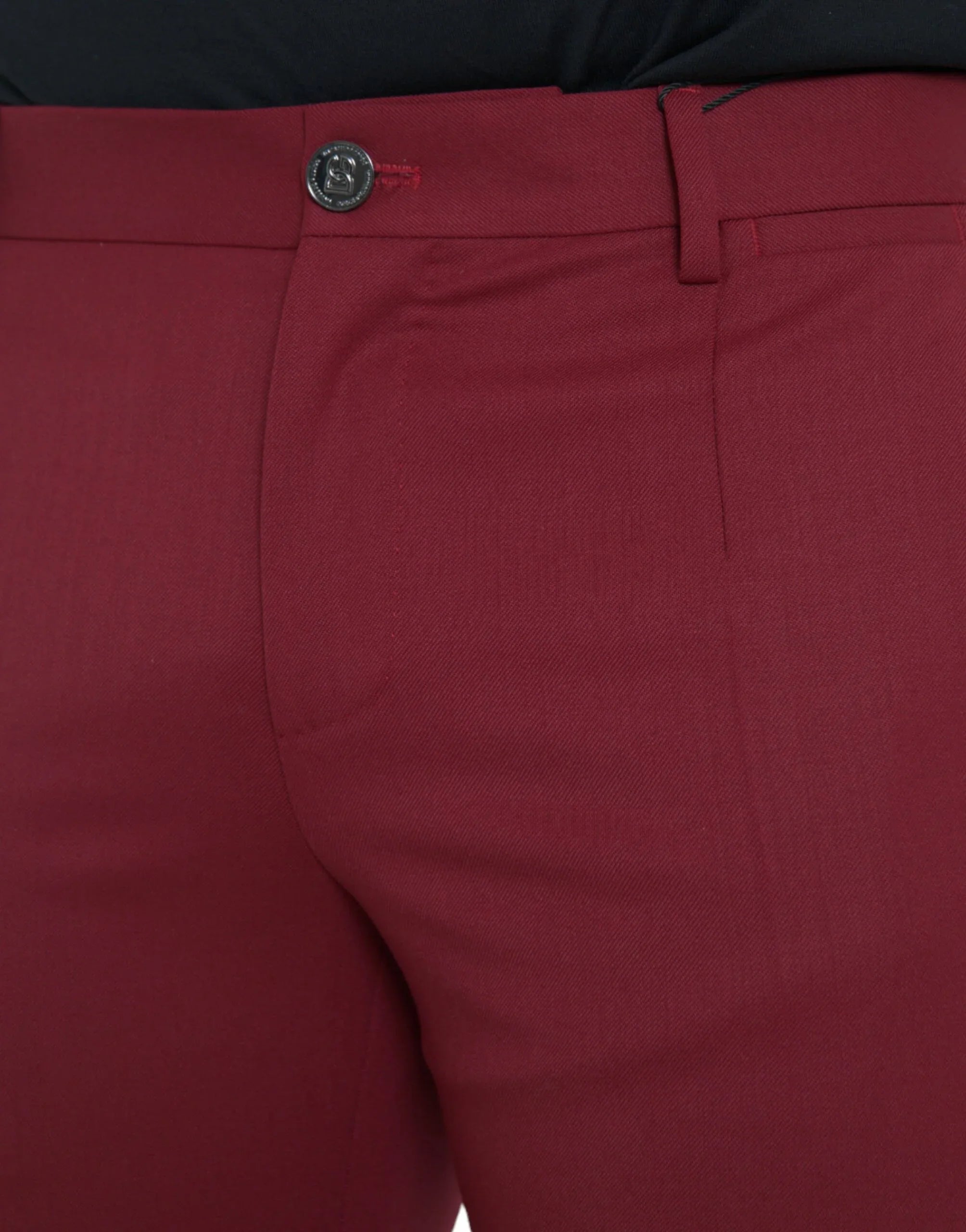 Dolce & Gabbana Red Wool Men Slim Fit Dress Pants - Zeiniez