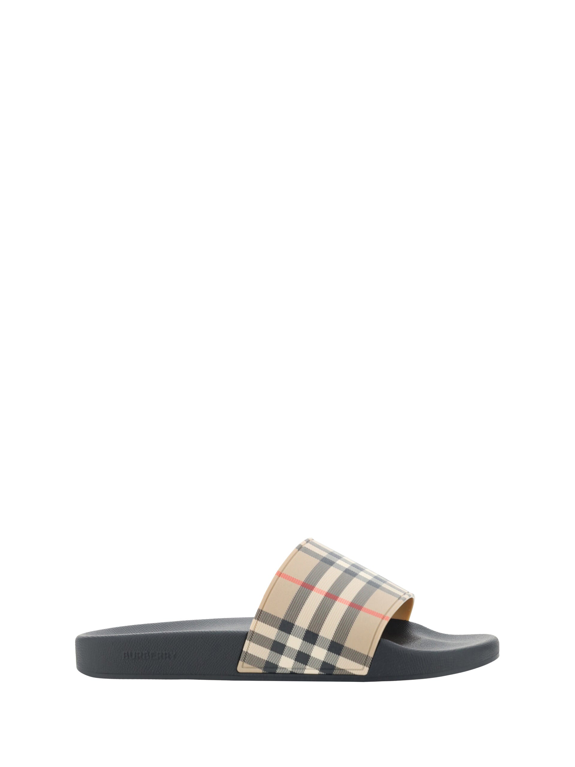 Burberry Brown Rubber Slides Sandals - Zeiniez