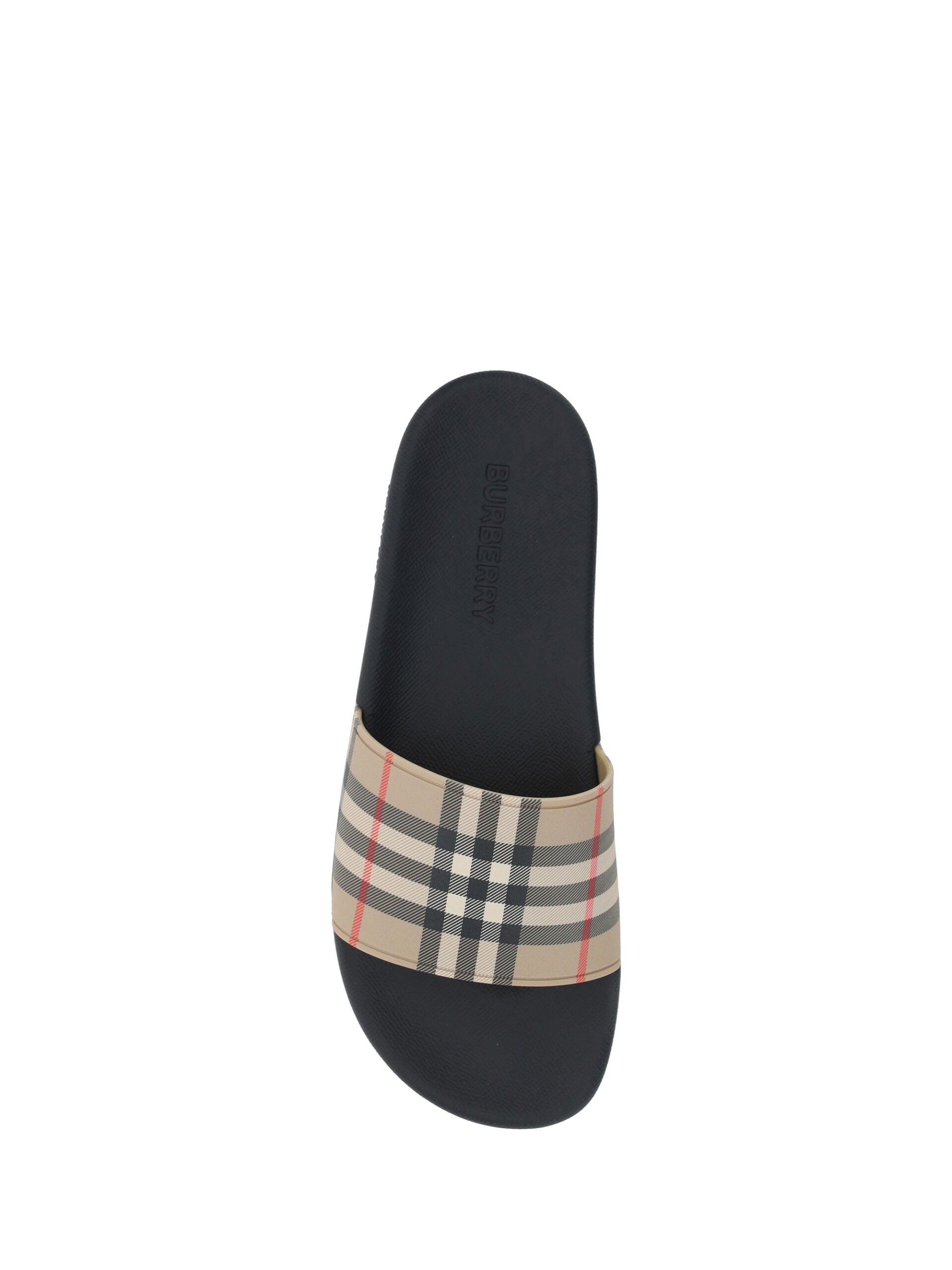 Burberry Brown Rubber Slides Sandals - Zeiniez