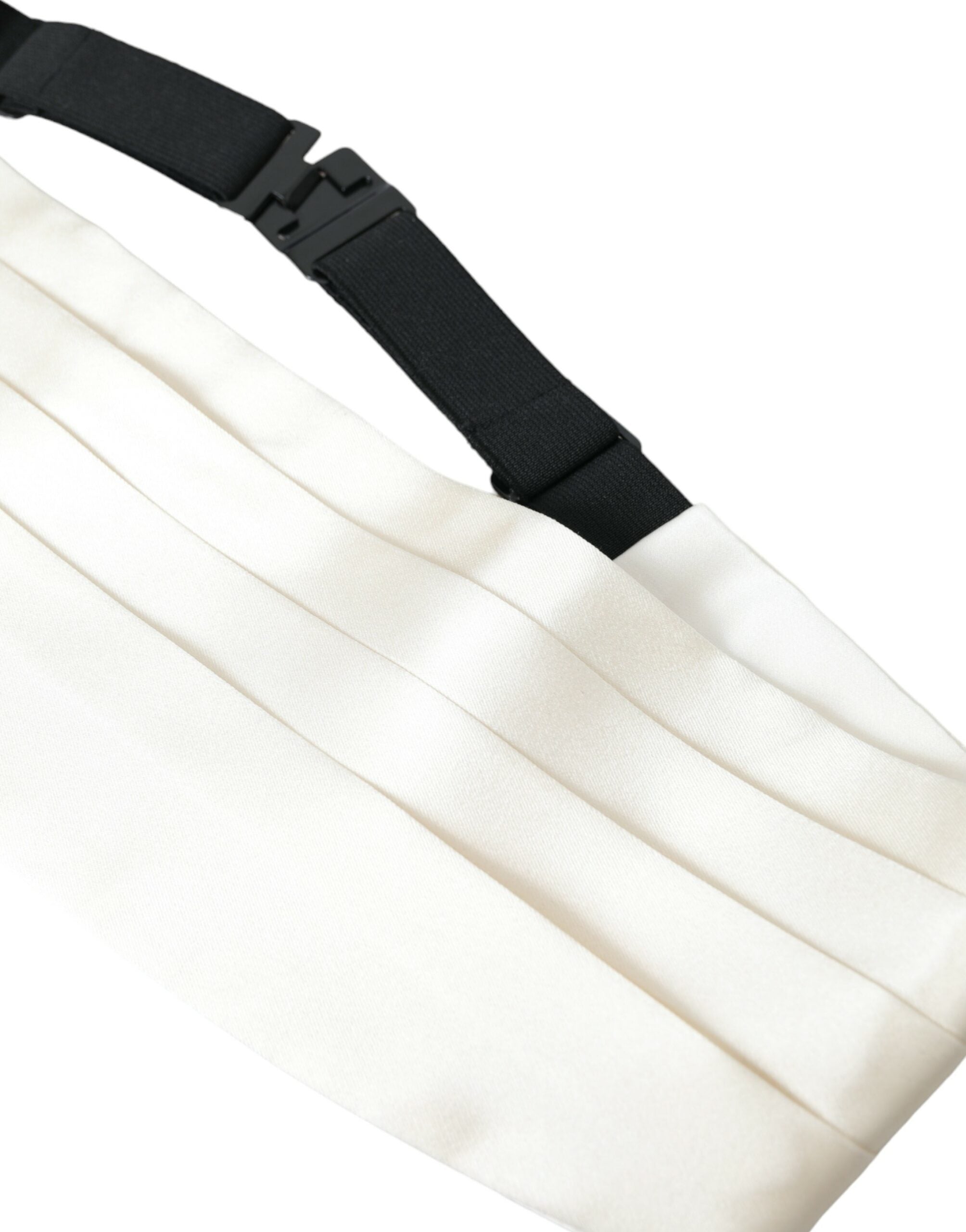 Dolce & Gabbana White Men Wide Waist Silk Belt Cummerbund - Zeiniez