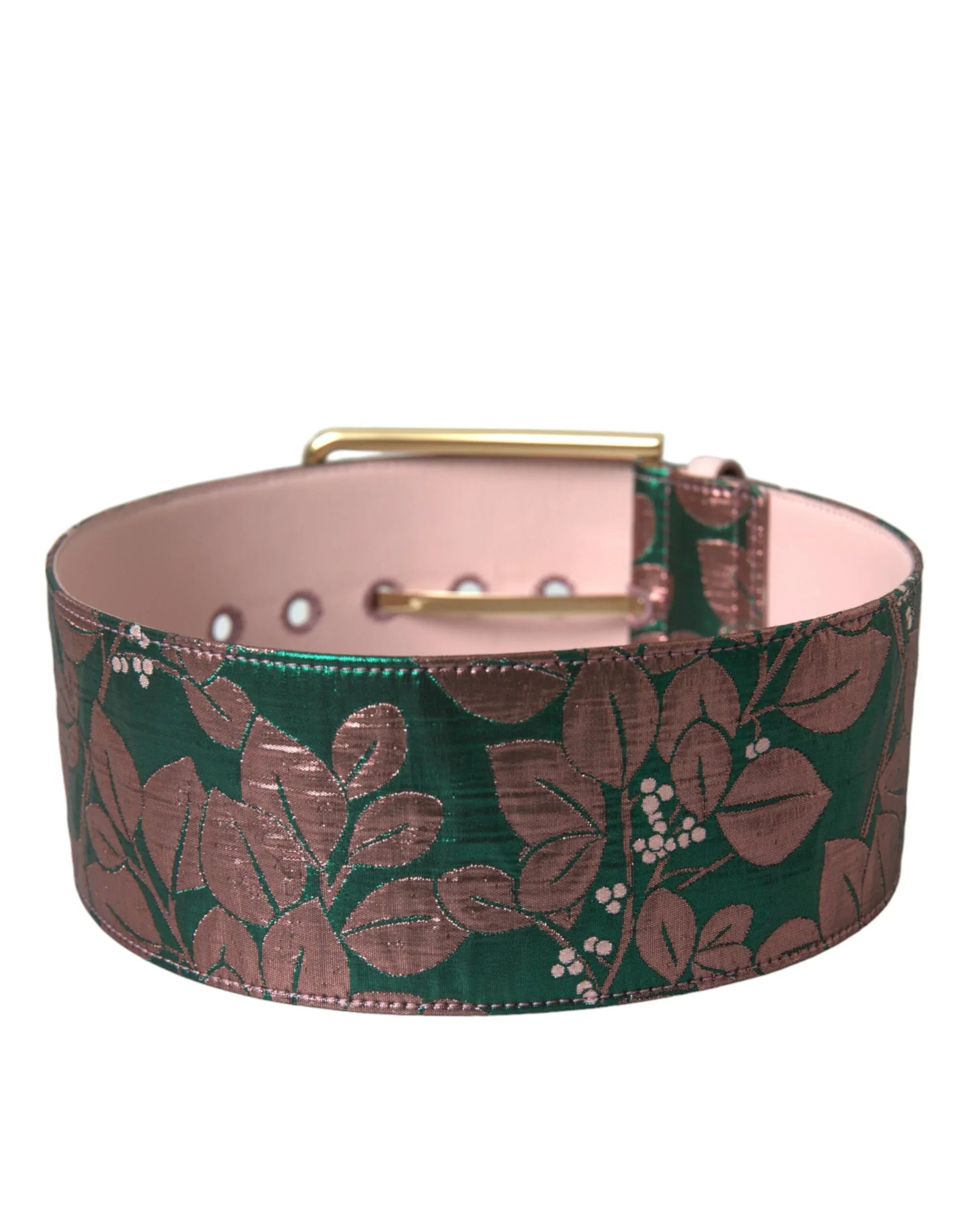 Dolce & Gabbana Multicolor Floral Jacquard Lurex Gold Buckle Belt - Zeiniez