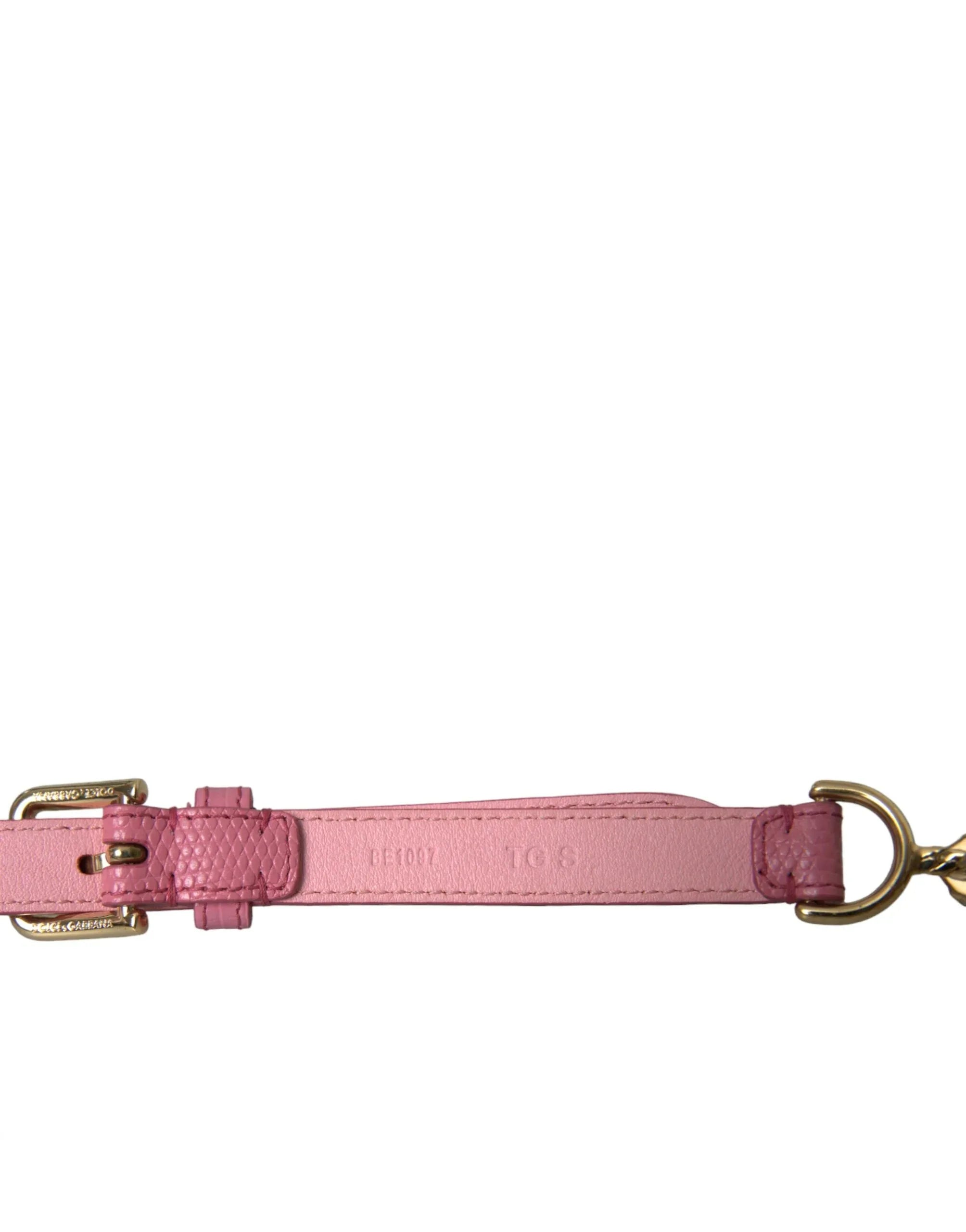 Dolce & Gabbana Pink Leather Crystal Chain Embellished Belt - Zeiniez