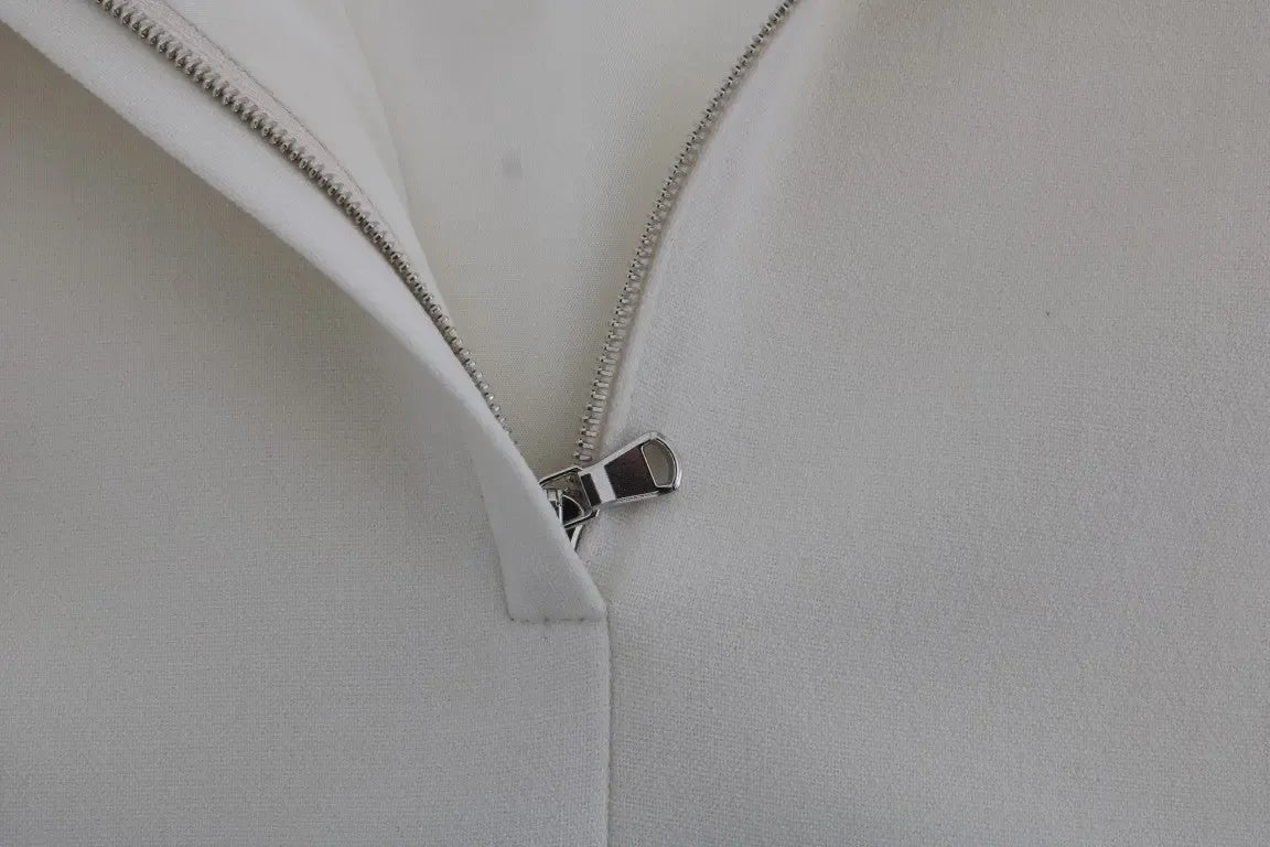 Dolce & Gabbana White Wool Stretch Brooch Shift Dress - Zeiniez