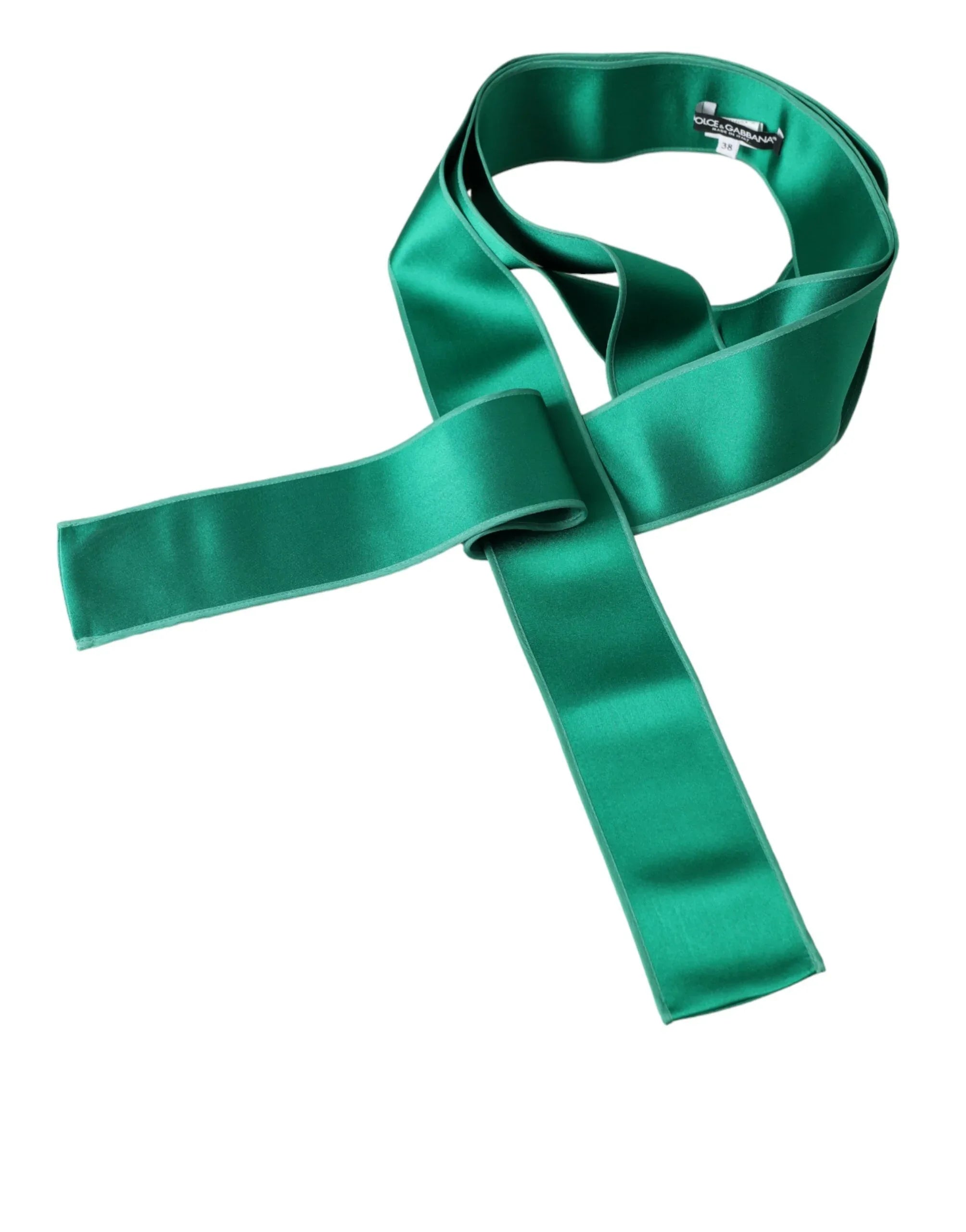 Dolce & Gabbana Green Silk Satin Waist Women Belt - Zeiniez