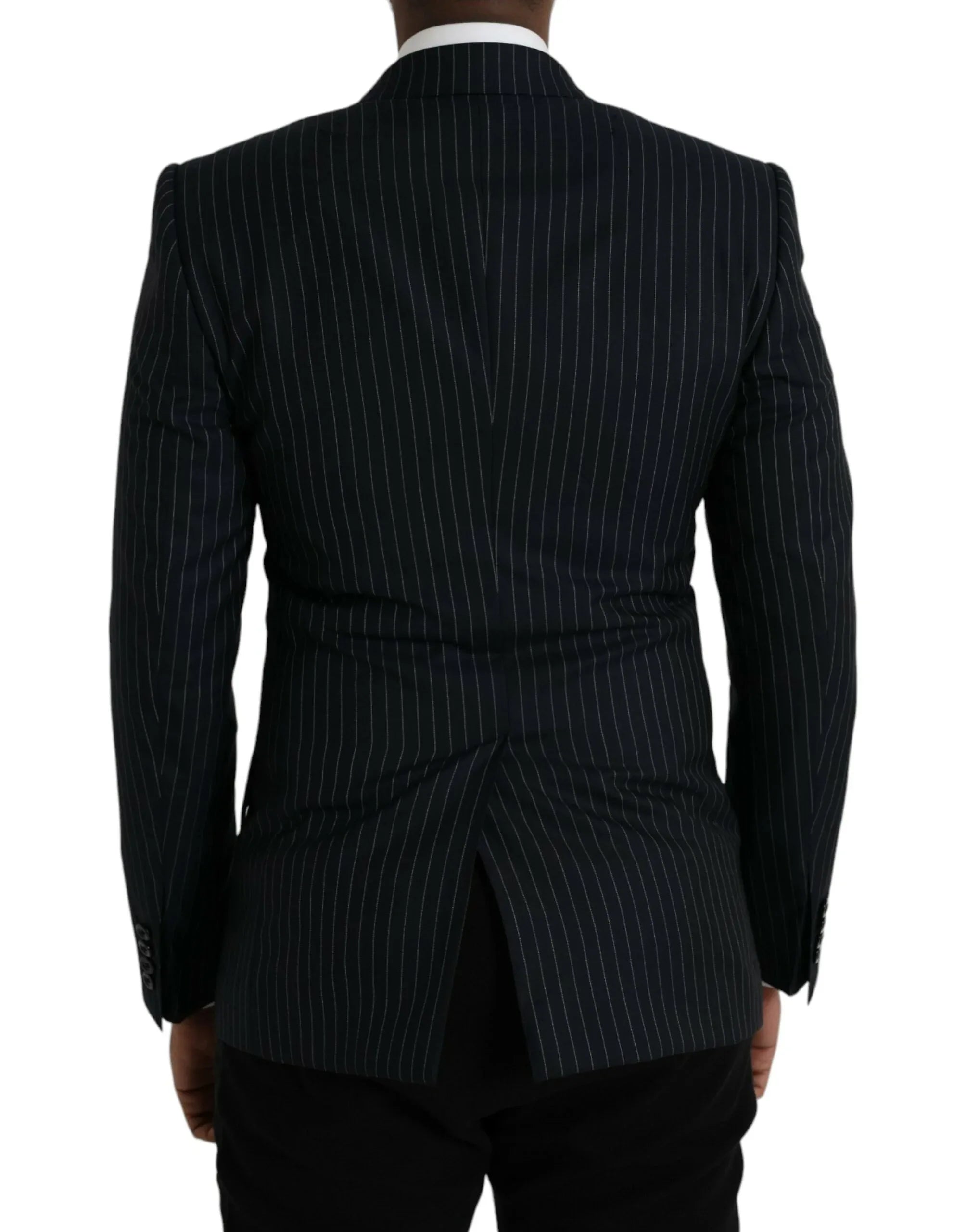 Dolce & Gabbana Black Stripe SICILIA Double Breasted Coat Blazer - Zeiniez