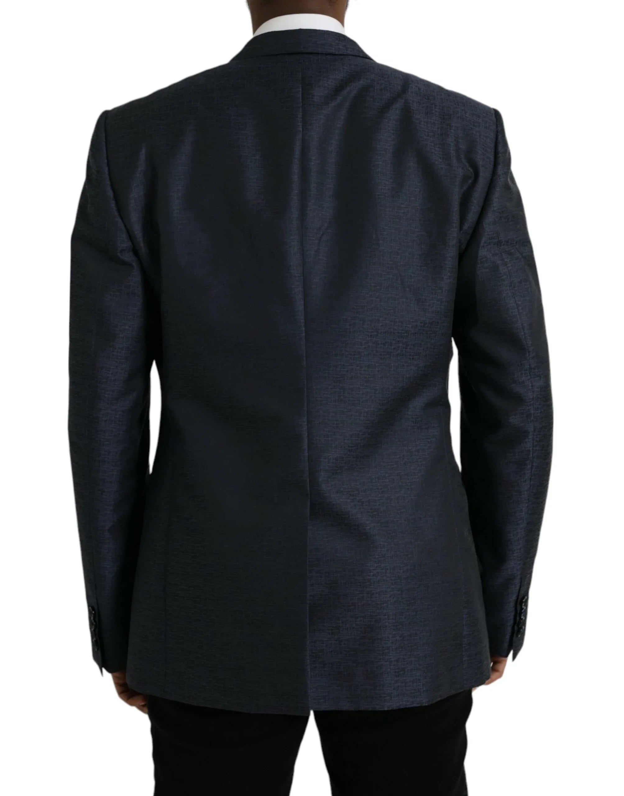 Dolce & Gabbana Blue Wool GOLD Single Breasted Coat Blazer - Zeiniez