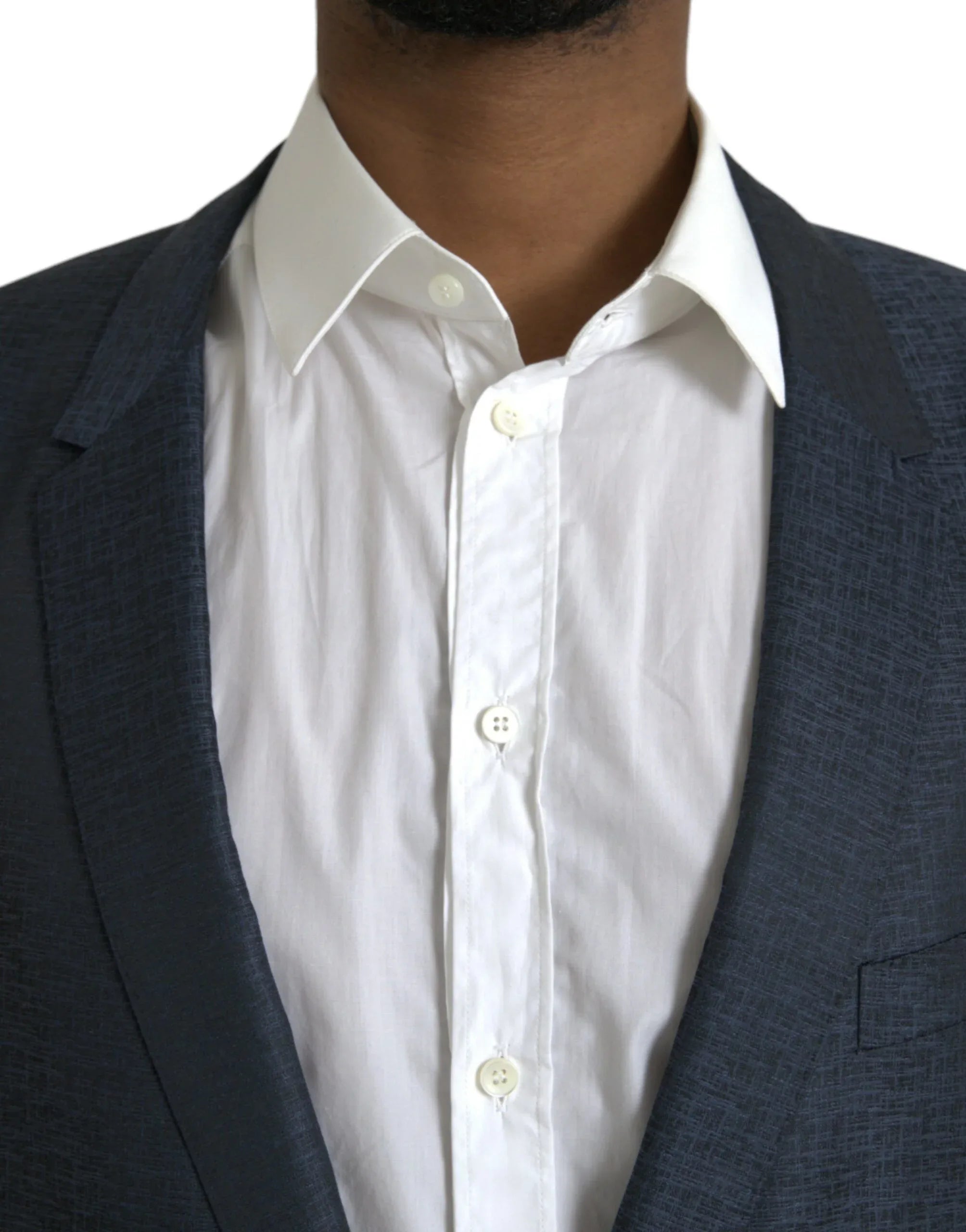 Dolce & Gabbana Blue Wool GOLD Single Breasted Coat Blazer - Zeiniez