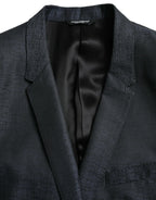 Dolce & Gabbana Blue Wool GOLD Single Breasted Coat Blazer - Zeiniez