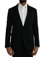 Dolce & Gabbana Black Wool Notch Single Breasted Coat Blazer - Zeiniez
