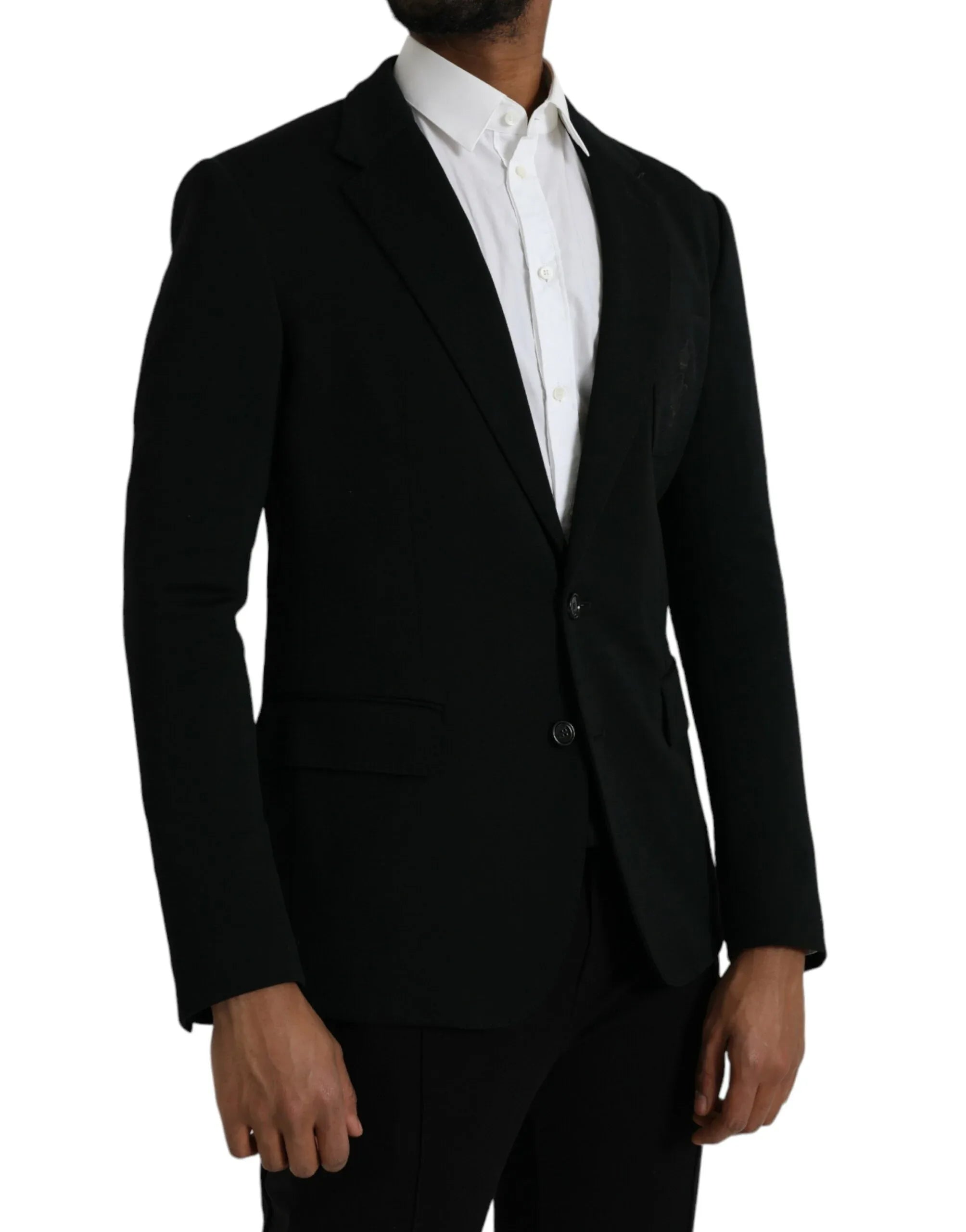 Dolce & Gabbana Black Wool Notch Single Breasted Coat Blazer - Zeiniez
