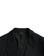 Dolce & Gabbana Black Wool Notch Single Breasted Coat Blazer - Zeiniez