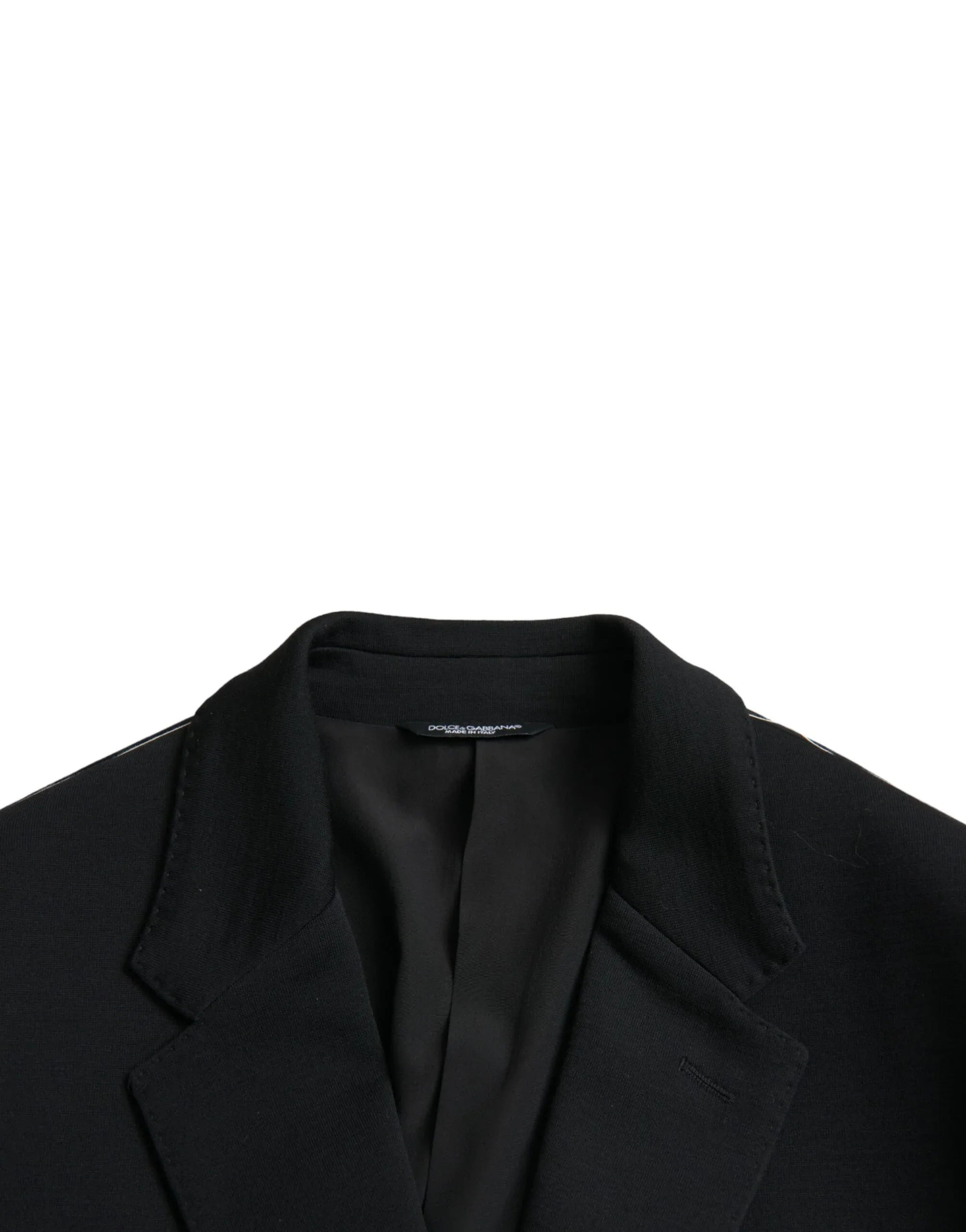 Dolce & Gabbana Black Wool Notch Single Breasted Coat Blazer - Zeiniez