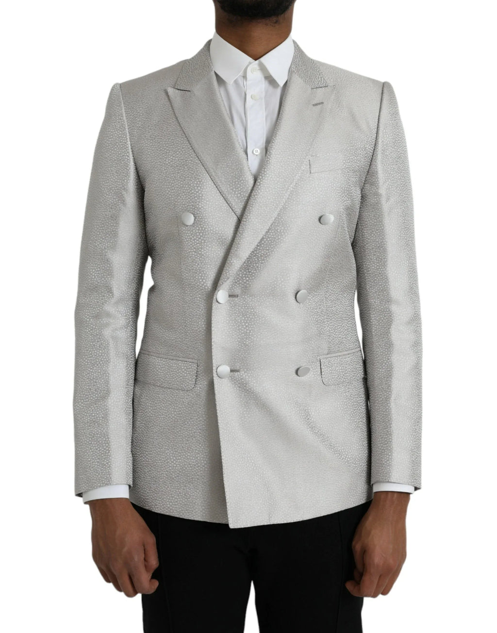 Dolce & Gabbana Off White MARTINI Double Breasted Coat Blazer - Zeiniez