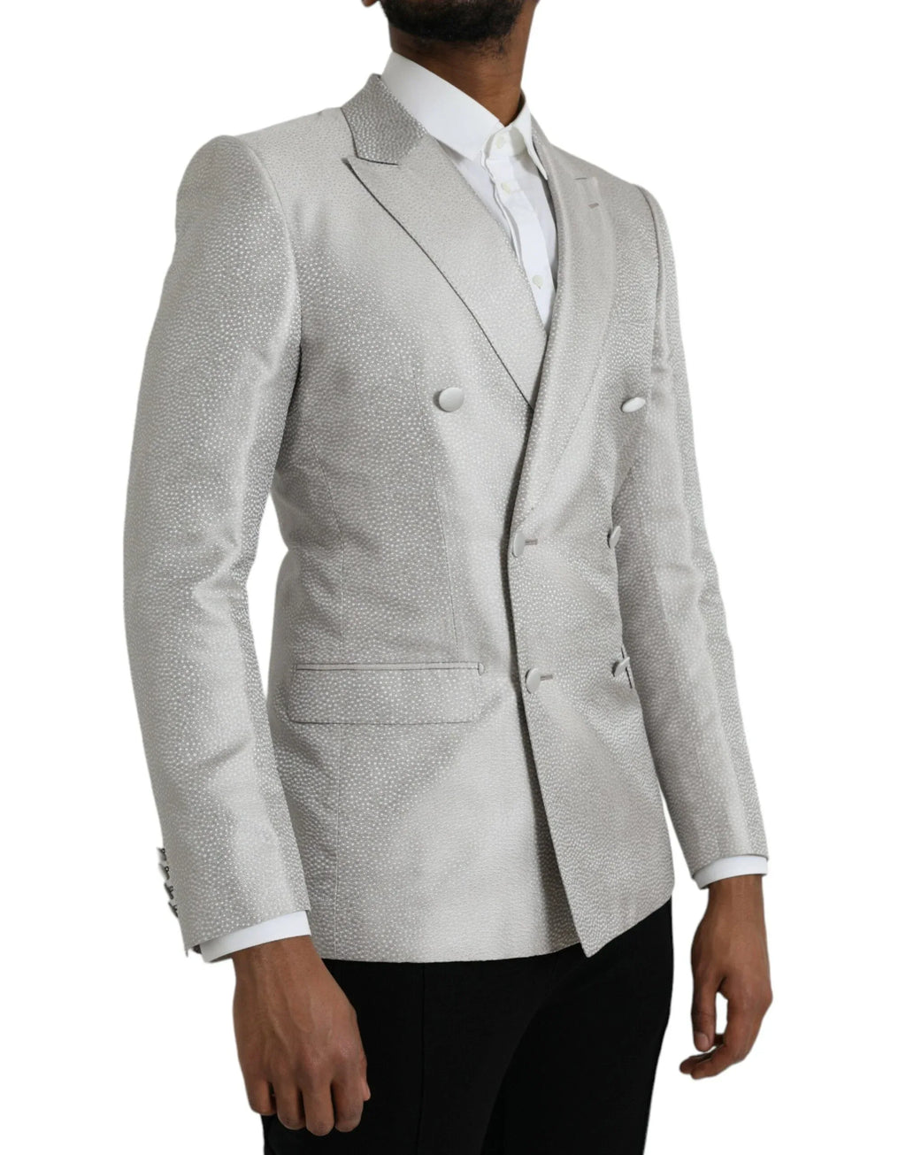 Dolce & Gabbana Off White MARTINI Double Breasted Coat Blazer - Zeiniez