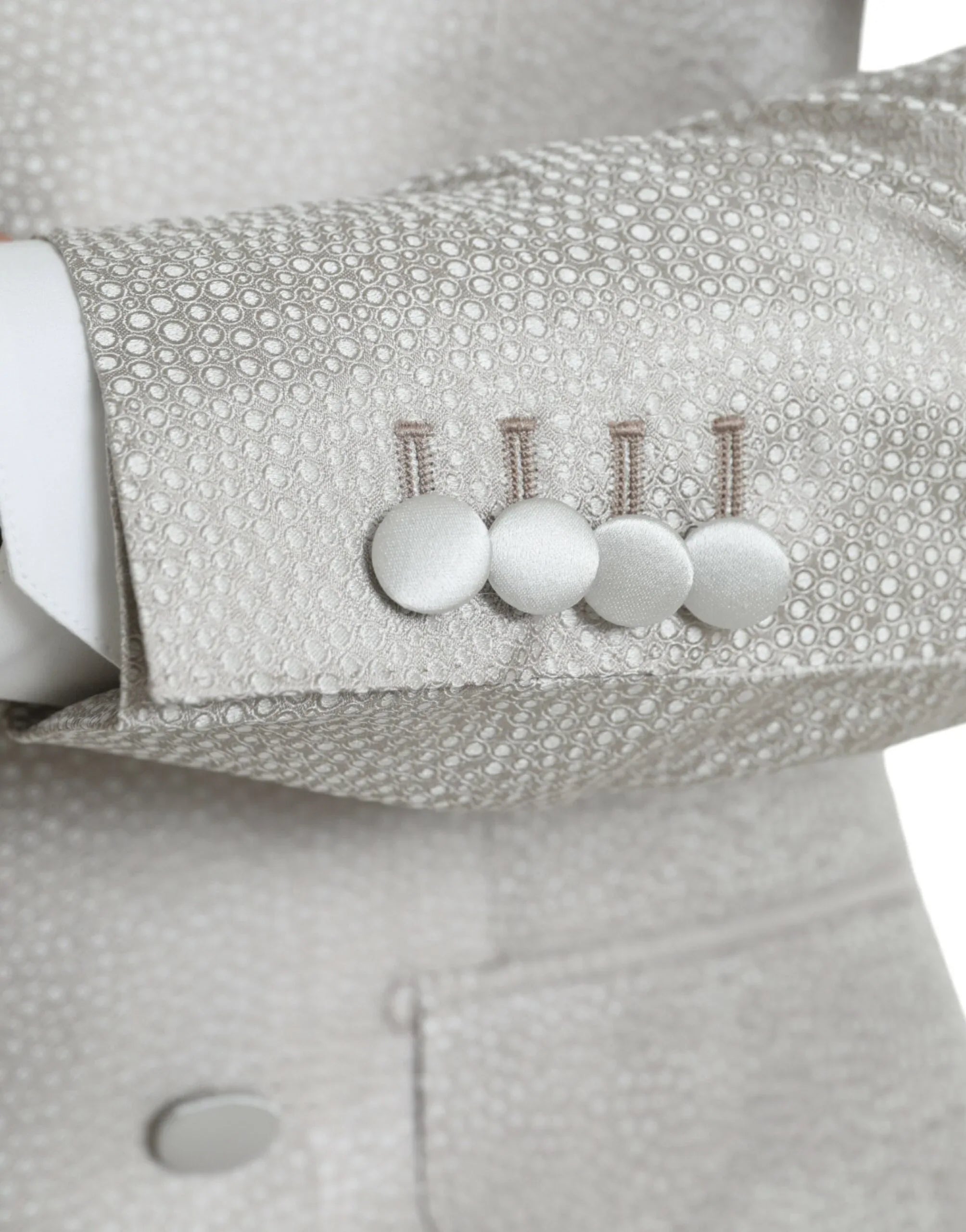 Dolce & Gabbana Off White MARTINI Double Breasted Coat Blazer - Zeiniez