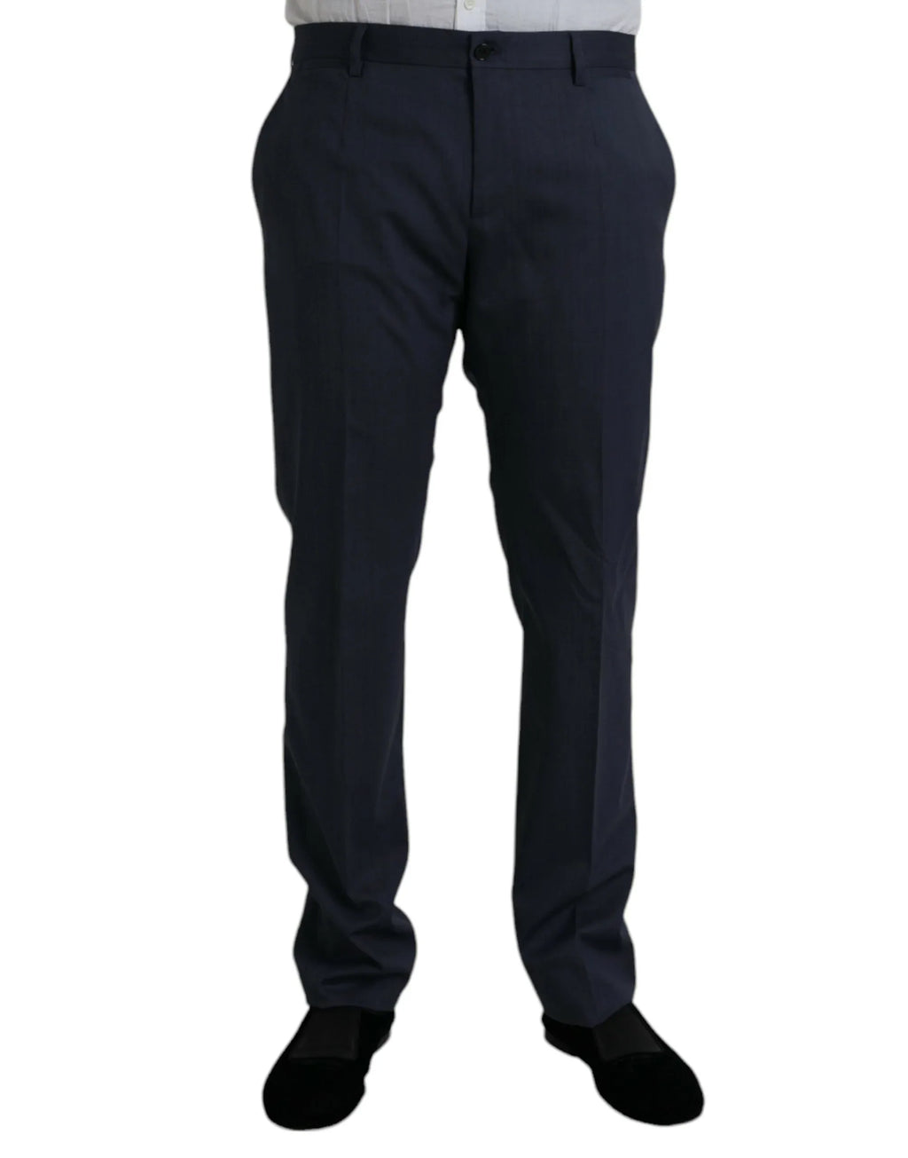 Dolce & Gabbana Blue Wool Slim Fit Dress Formal Pants - Zeiniez