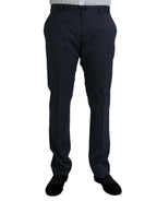Dolce & Gabbana Blue Wool Slim Fit Dress Formal Pants - Zeiniez