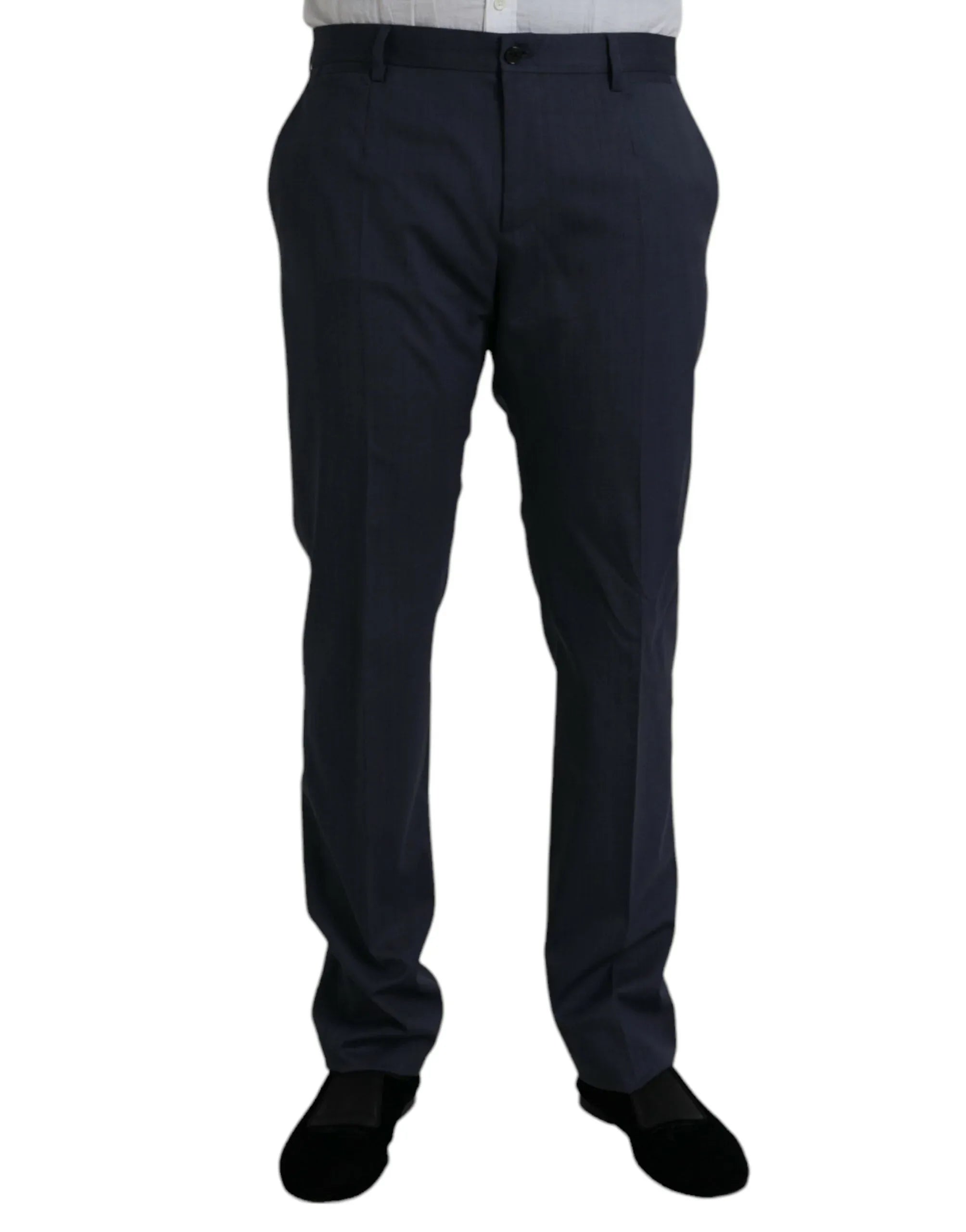 Dolce & Gabbana Blue Wool Slim Fit Dress Formal Pants - Zeiniez