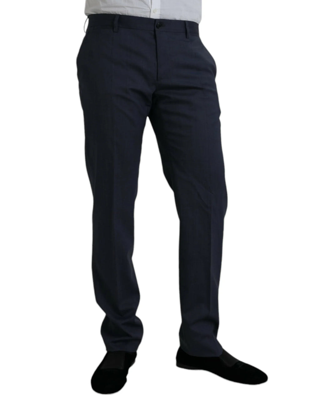 Dolce & Gabbana Blue Wool Slim Fit Dress Formal Pants - Zeiniez