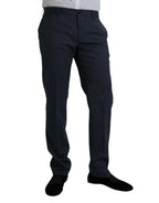 Dolce & Gabbana Blue Wool Slim Fit Dress Formal Pants - Zeiniez