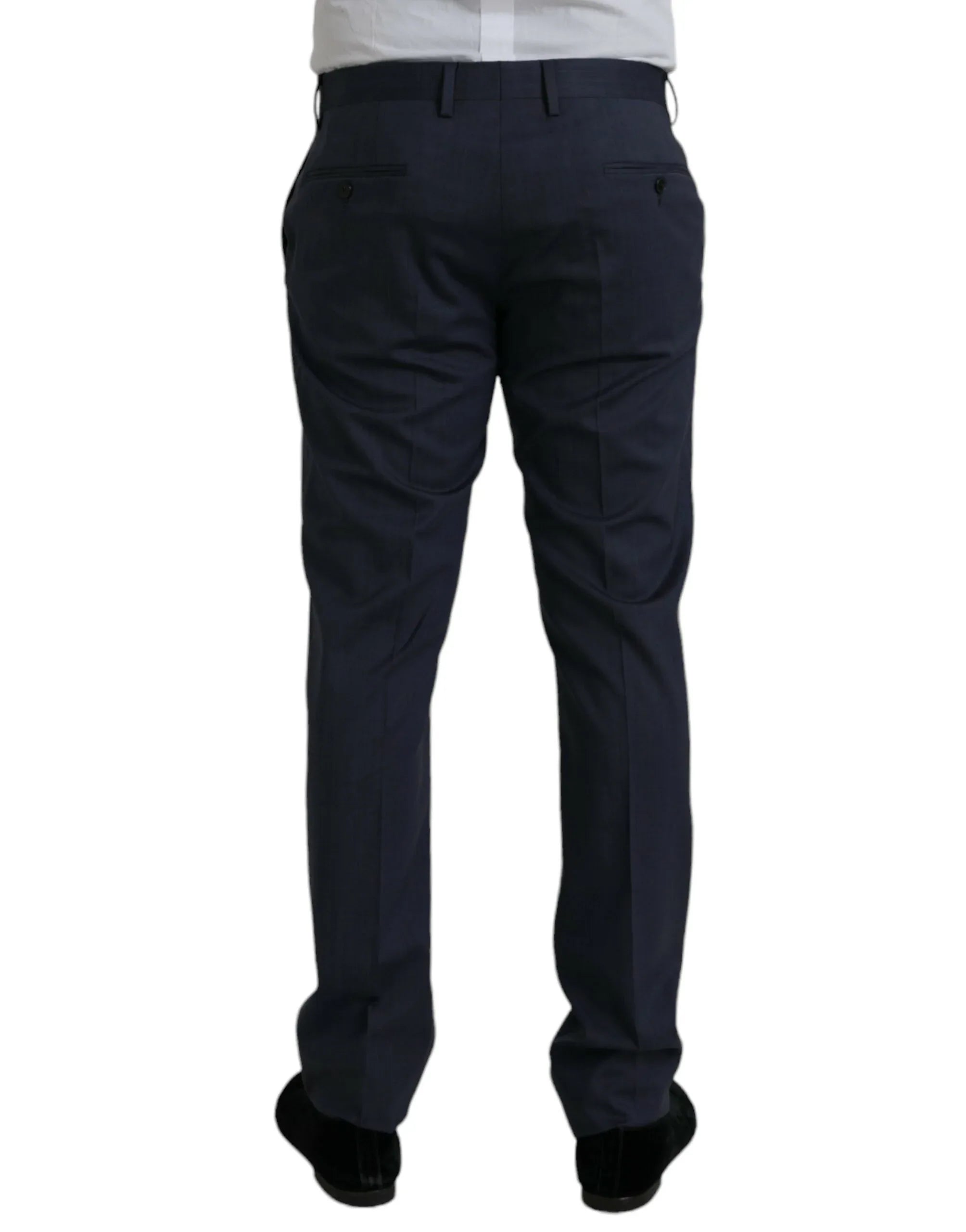 Dolce & Gabbana Blue Wool Slim Fit Dress Formal Pants - Zeiniez
