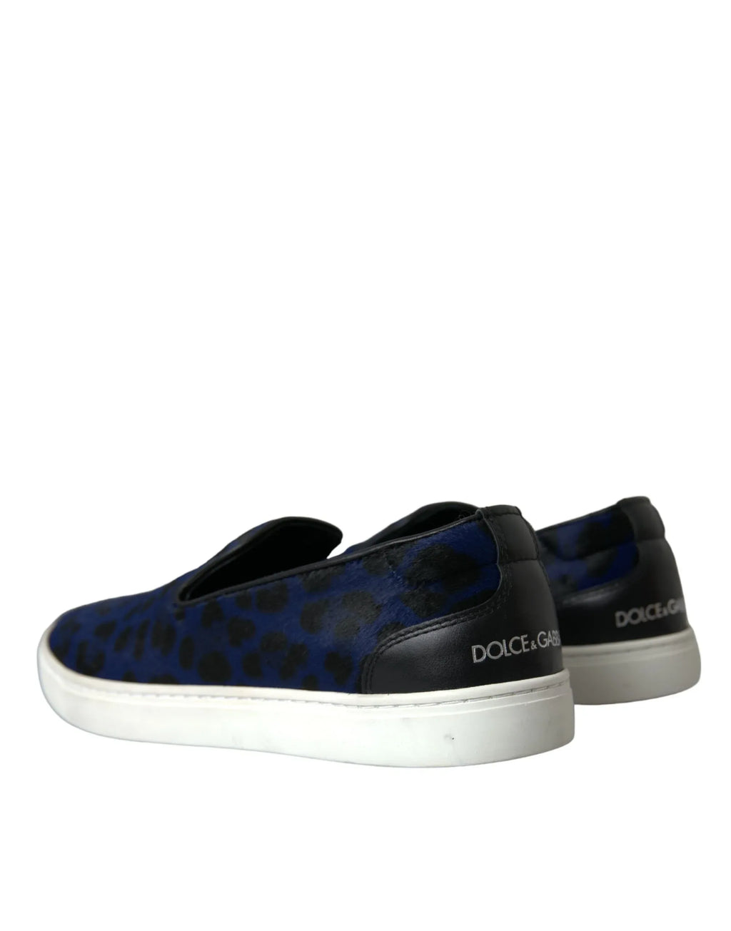 Dolce & Gabbana Blue Calfskin Hair Leopard Sneakers Shoes - Zeiniez