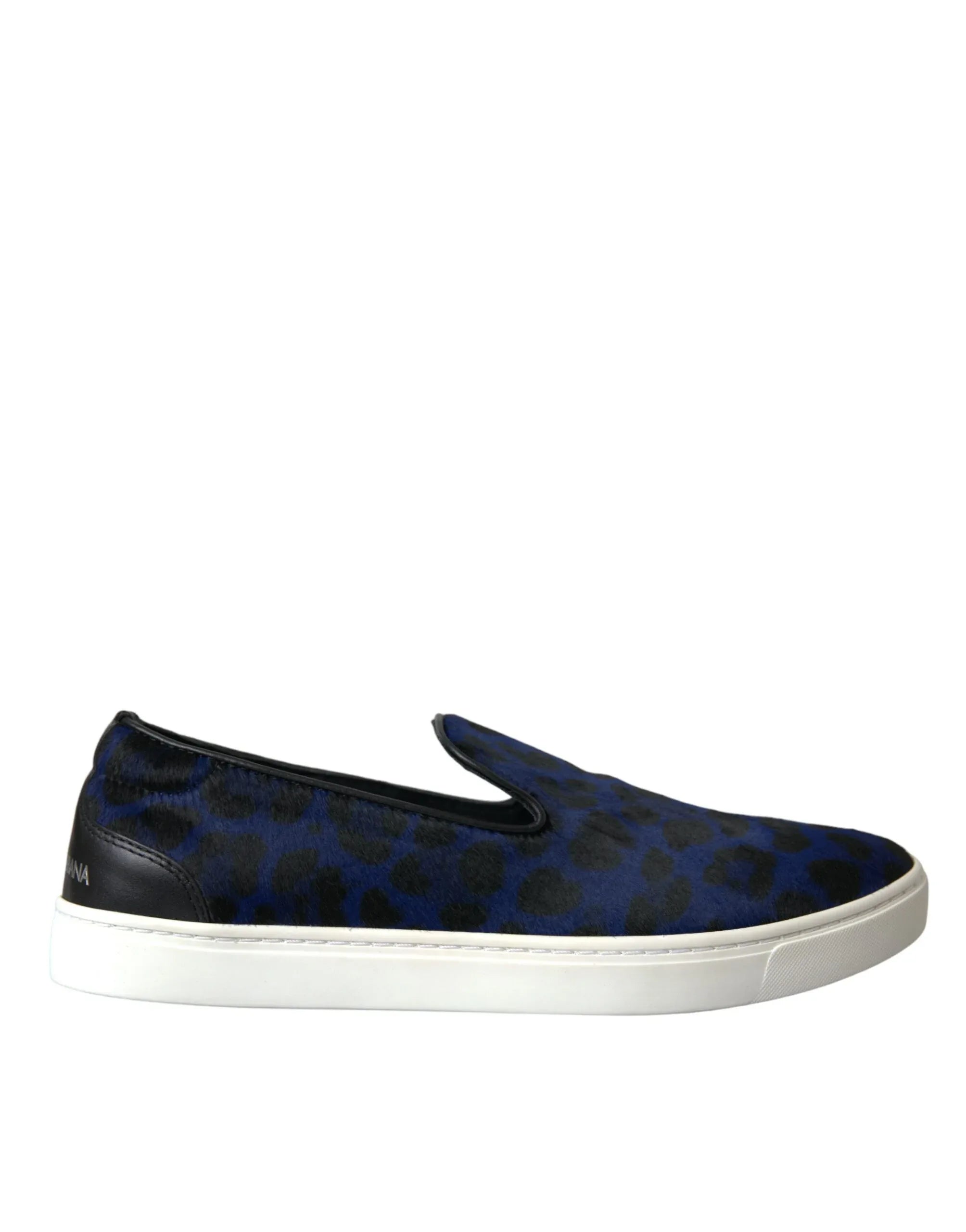 Dolce & Gabbana Blue Calfskin Hair Leopard Sneakers Shoes - Zeiniez