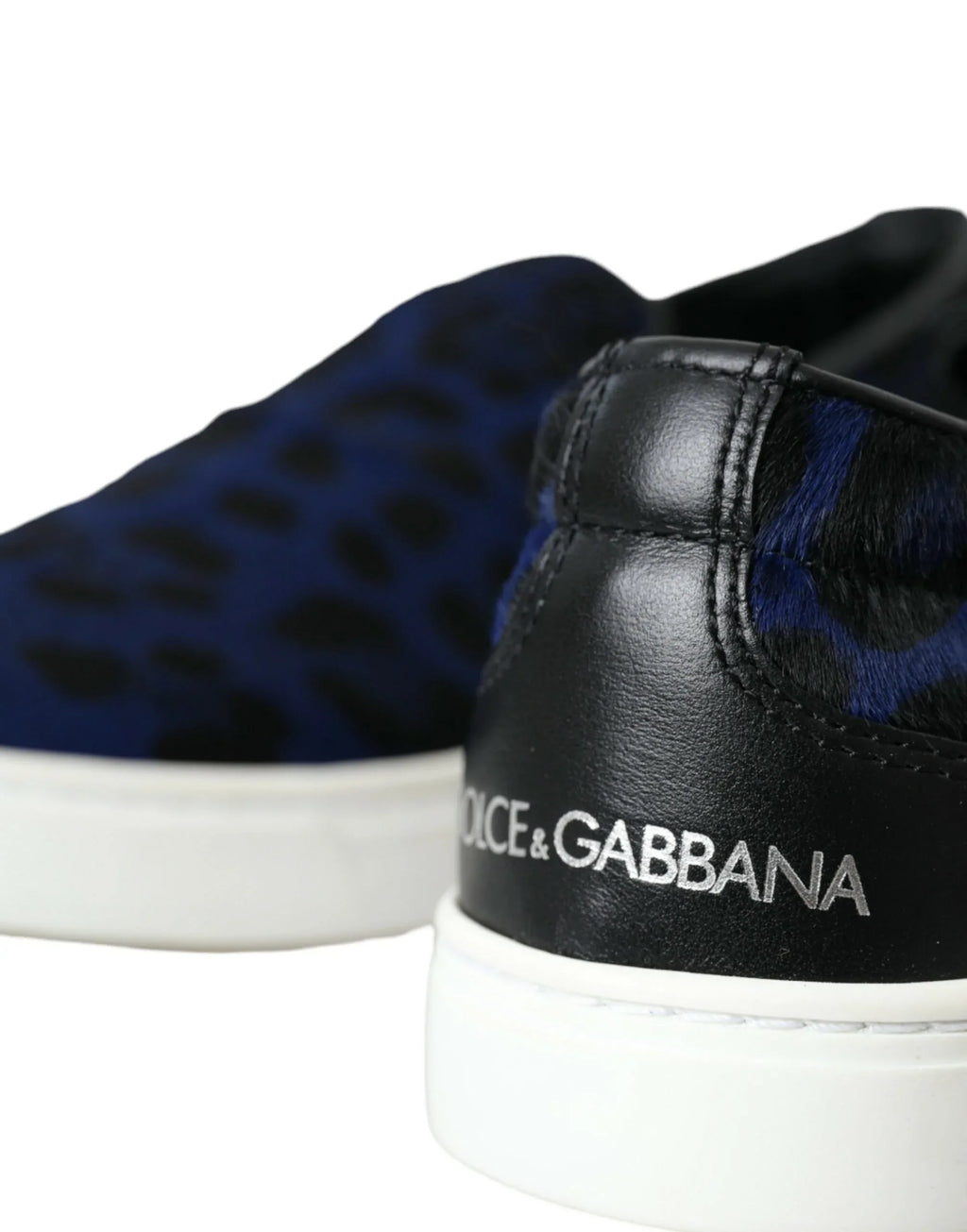 Dolce & Gabbana Blue Calfskin Hair Leopard Sneakers Shoes - Zeiniez