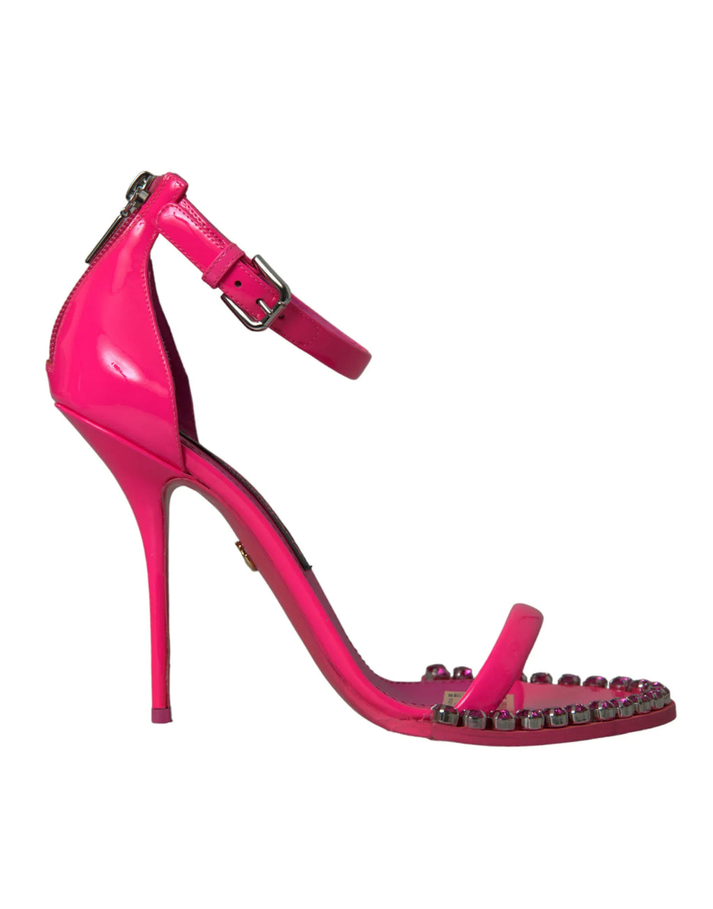 Dolce & Gabbana Pink Leather Crystal Heels Sandals Shoes - Zeiniez