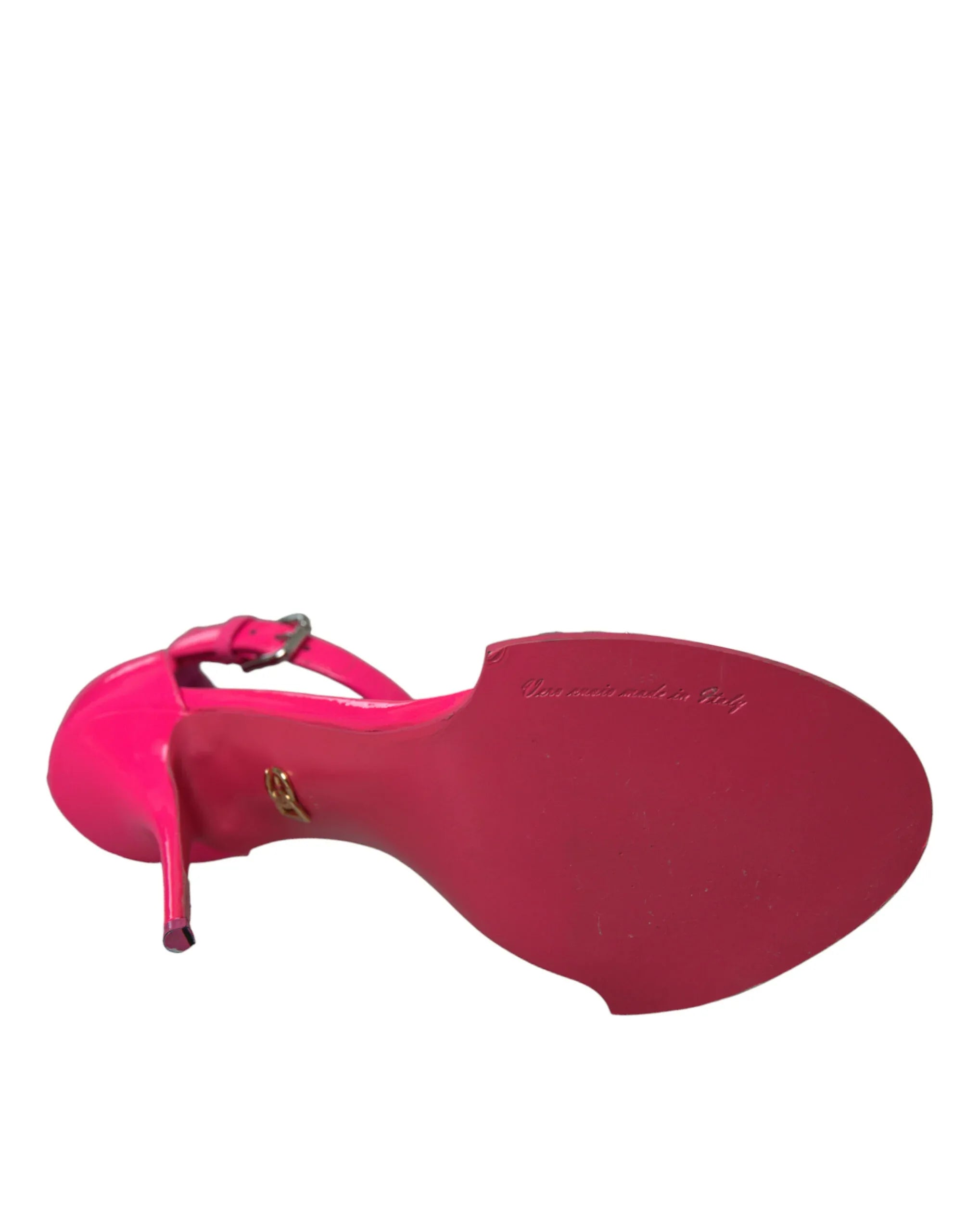 Dolce & Gabbana Pink Leather Crystal Heels Sandals Shoes - Zeiniez