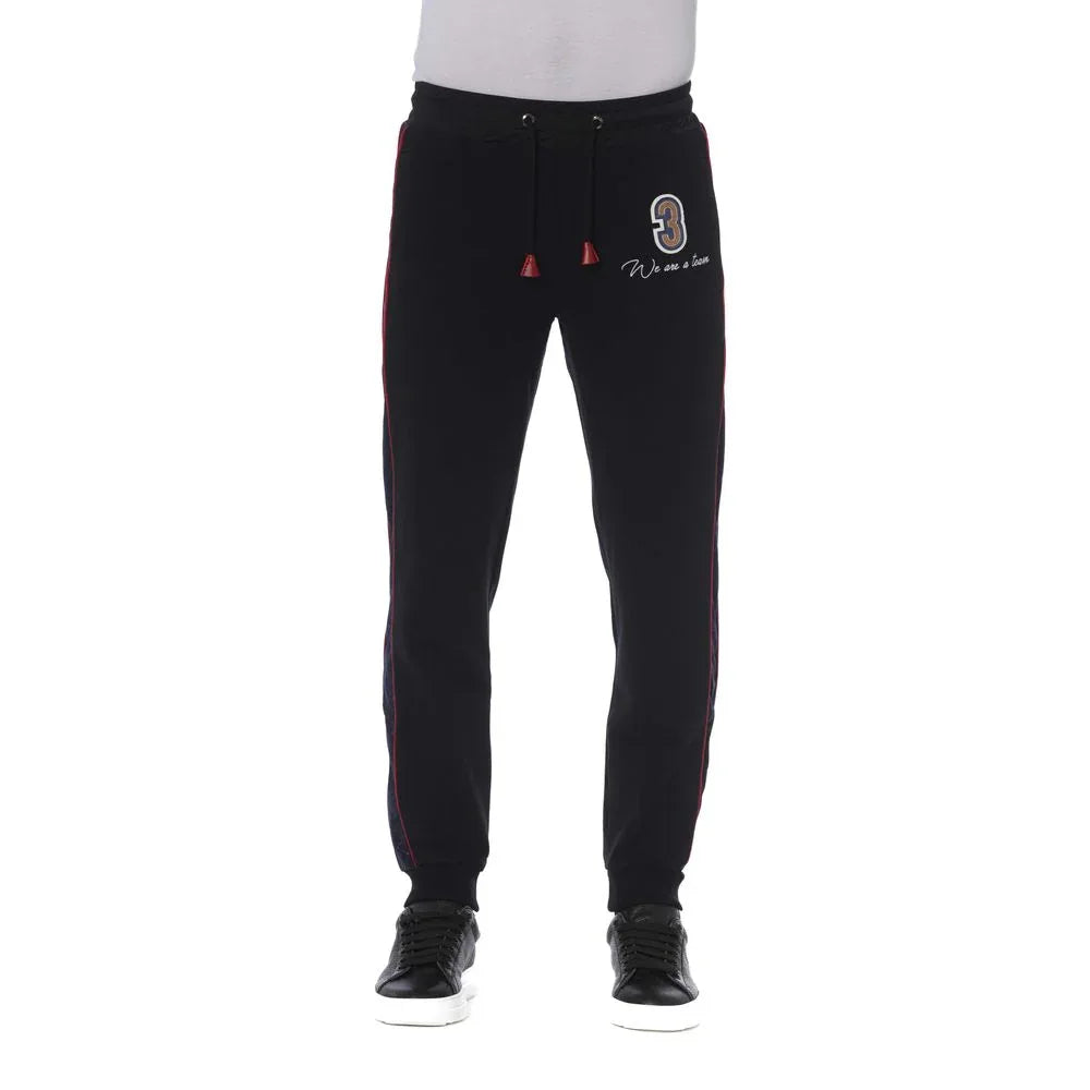 Trussardi Black Cotton Men Sports Pants - Zeiniez