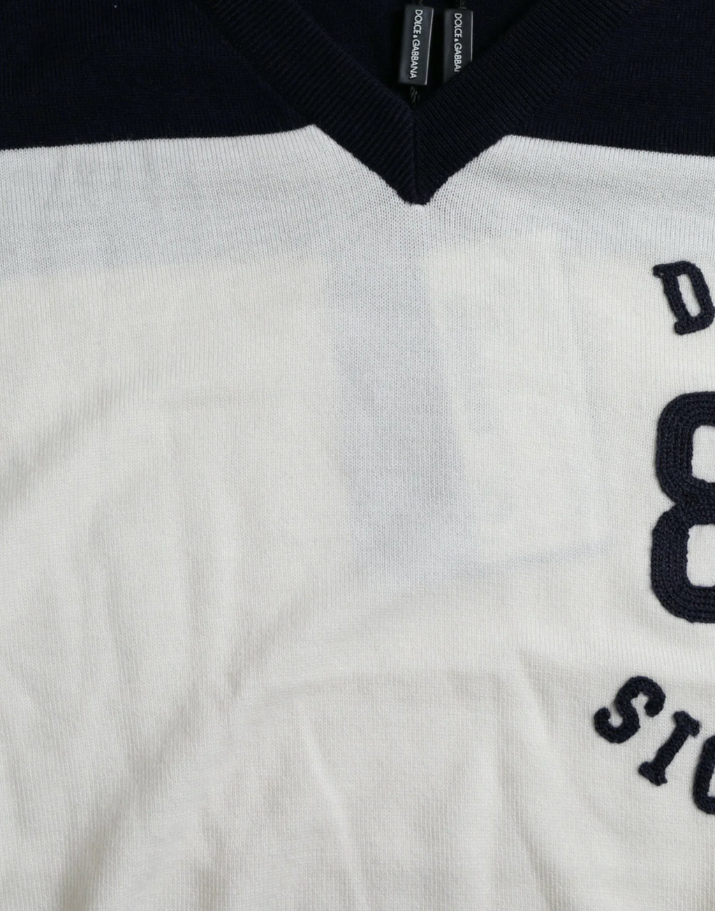 Dolce & Gabbana White Black SICILIA Henley Shirt Pullover Sweater - Zeiniez