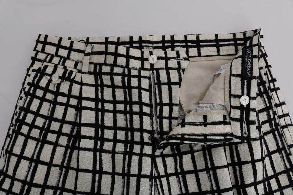 Dolce & Gabbana White Black Striped Casual Shorts - Zeiniez