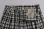 Dolce & Gabbana White Black Striped Casual Shorts - Zeiniez
