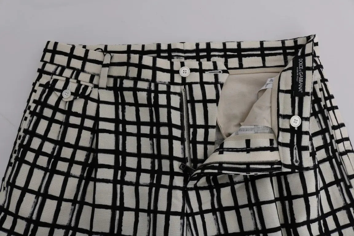 Dolce & Gabbana White Black Striped Casual Shorts - Zeiniez