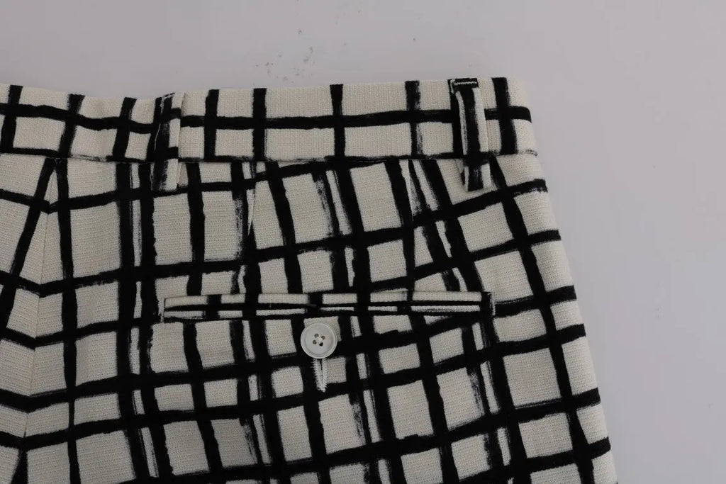 Dolce & Gabbana White Black Striped Casual Shorts - Zeiniez