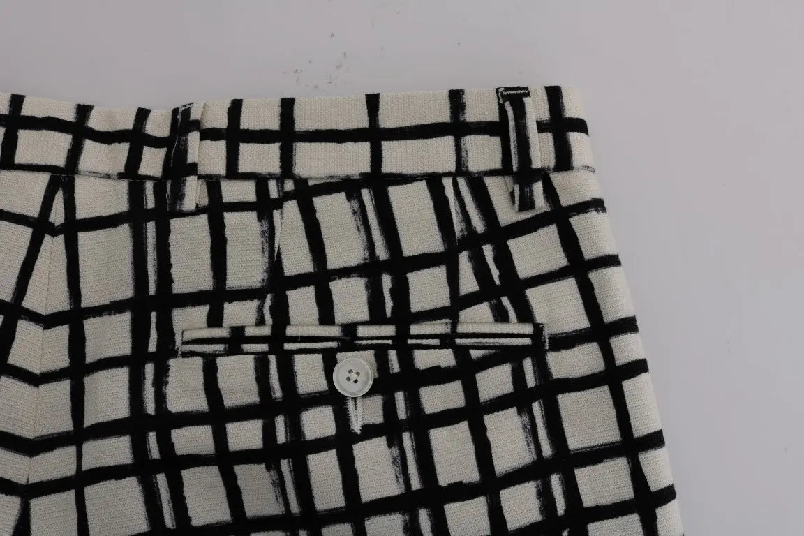 Dolce & Gabbana White Black Striped Casual Shorts - Zeiniez